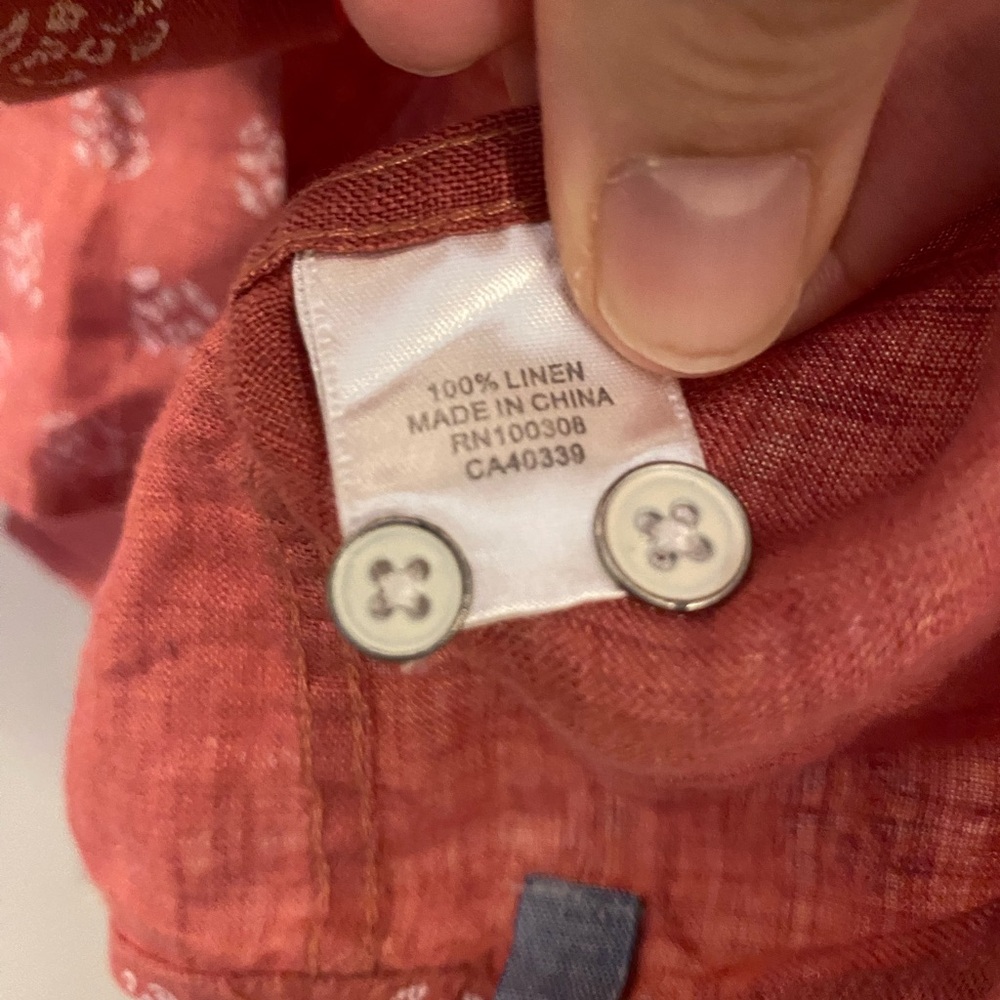 Peter Millar Large 100% Linen Coral Patterned Casual Shirt - Picture 4 of 4